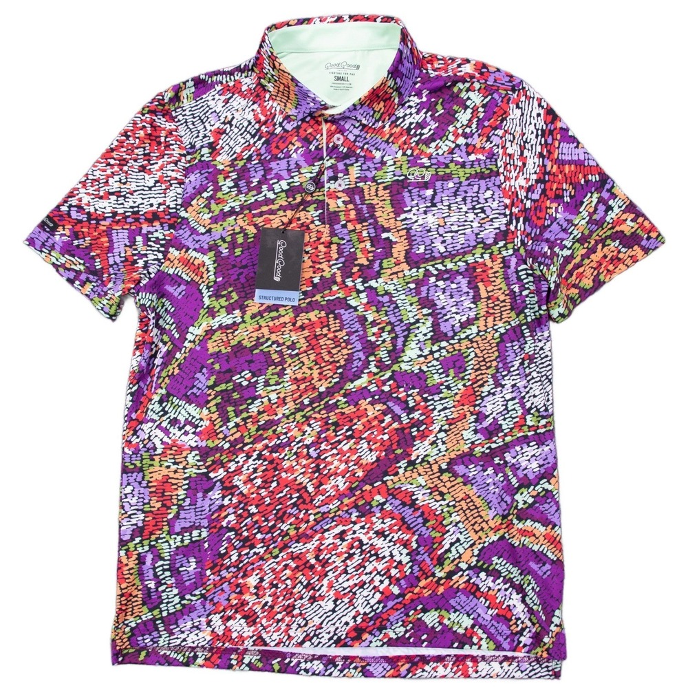 Good Good Golf Mens Small "Wing It" Polo Shirt 4 Way Stretch UPF50+ Wicking